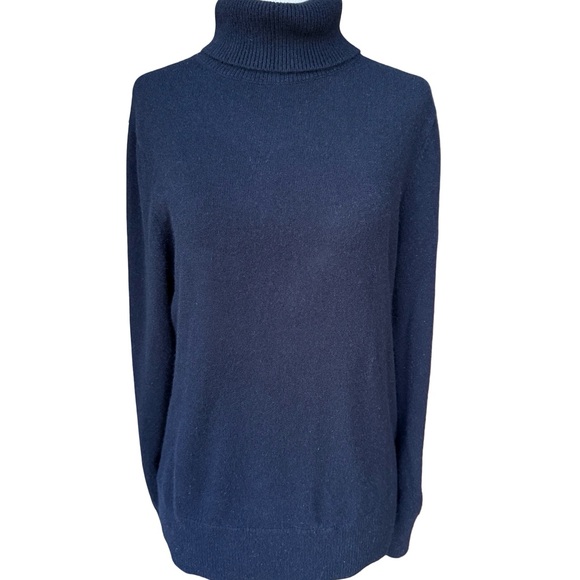 Lands End Women’s 100% Cashmere Black Turtleneck Sweater Size Medium - Picture 2 of 9